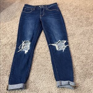 Levi's Dark Blue Ripped Skinny Jeans
